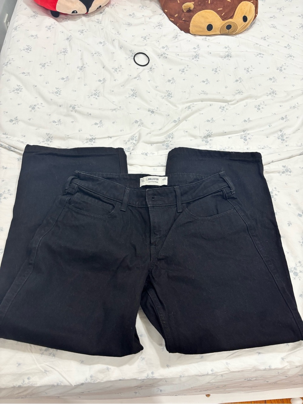 Y2K streetwear Hollister Black low rise open bottom baggy jeans